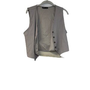 Chic Gray Button-Up Vest Meli & Denim Sz L bundle